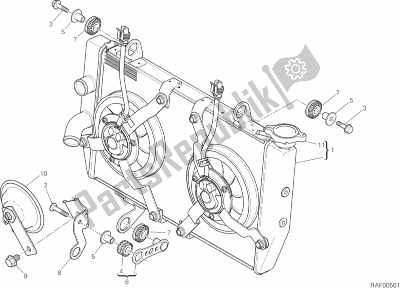 Tutte le parti per il Refrigeratore D'acqua del Ducati Multistrada 1200 Enduro Touring Brasil 2019
